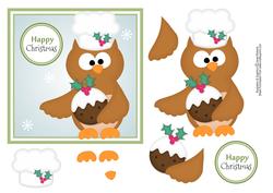 Owl with Christmas Pudding Topper
