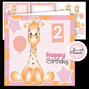 Giraffe Pink Birthday Topper Mini Ki