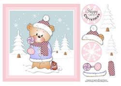 Bella with Candy Teddy Bear Christmas Topper
