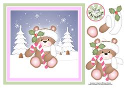 Teddy with Candy Cane Topper