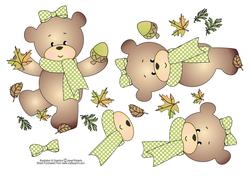 Autumn Bella Teddy Decoupage Sheet