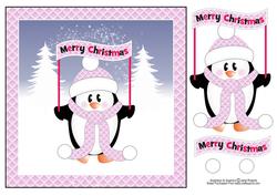 Merry Christmas Penguin Card Topper