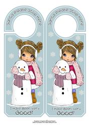 Angelica with Snowman Door Hanger