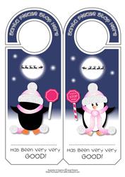 Santa Stop Here Penguin Door Hanger