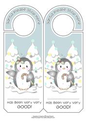 Blue Santa Stop Here Penguin Door Hanger