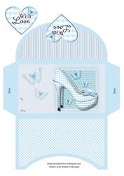 Blue Gingham Shoes Money Wallet