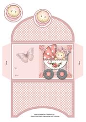 Baby Girl in Pram Money Wallet