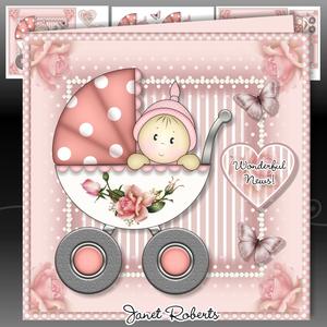 Baby Girl in Pram Mini Kit