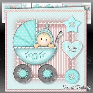 Baby Boy in Pram Mini Kit