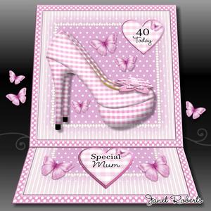 Pink Gingham Shoes Easel Card