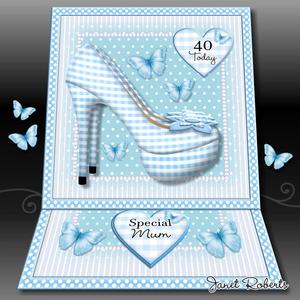 Blue Gingham Shoes Easel Card