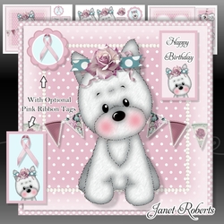 Think Pink Westie Mini kit  Breast Cancer Awareness/Birthday Card