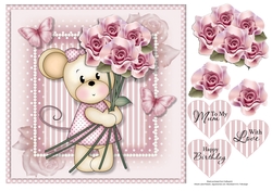 Maisy with Pink Roses Mothers Day/Birthday Topper