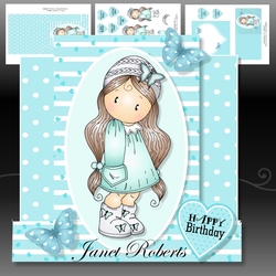 Chloe in Knitted Hat Stepper Card Blue Mini Kit