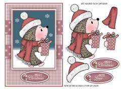 Christmas Hedgehog with Gift Pink