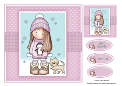 Chloe in Penguin Jumper Quick Card - Original Artwork