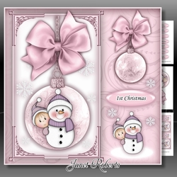 Baby Girl Snowman Bauble Square Mini Kit