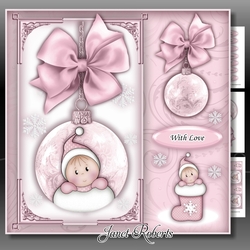 Baby Girl Stocking Bauble Square Mini Kit