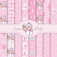 Pink Snow Baby 16 12inch x 12inch Papers + 1 Image PNG
