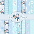 Blue Snow Baby 16 12inch x 12inch Papers + 1 Image PNG