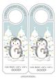 Blue Santa Stop Here Penguin Door Hanger