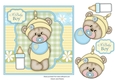 New Baby Barclay Teddy Bear 7x7 Card Front with Decoupage