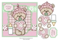 New Baby Bella Teddy Bear 7x7 Card Front with Decoupage