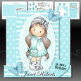 Chloe in Knitted Hat Stepper Card Blue Mini Kit