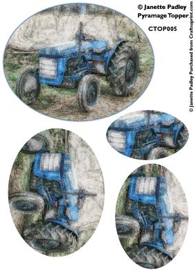 Tractor in Field Oval Topper