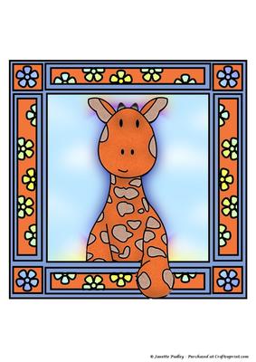 Baby Giraffe Framed Coloured
