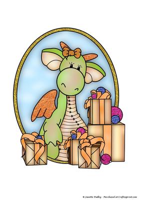 Penny Dragon with Presents Coloured
