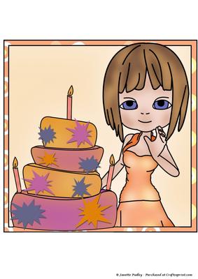 Aimees Birthday Cake - Coloured