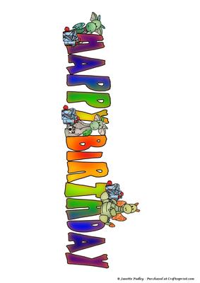 Happy Birthday Dragons Coloured