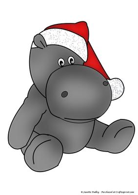 Hippo Christmas Coloured