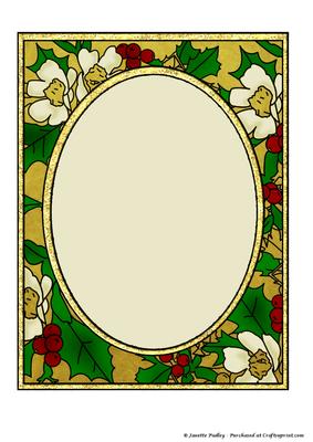 Holly & Wild Rose Frame 1 Coloured