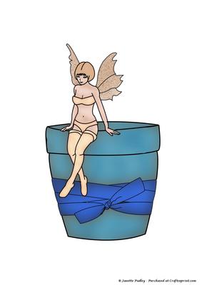 Fairy on Plant Pot Coloured