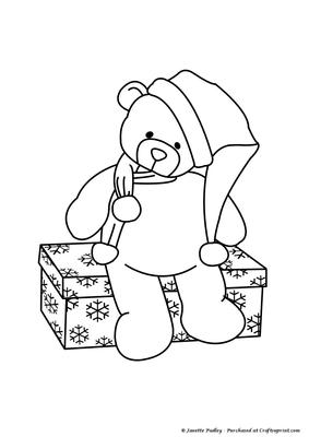 Christmas Teddy on Box Stamp