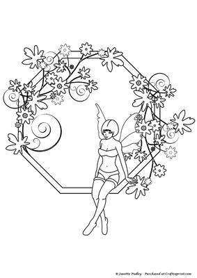 Fairy in Floral Frame Stamp