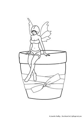 Fairy on Plant Pot Stamp