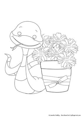 Hiss the Snake with Flowers Digital Stamp