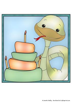 Hiss the Snake's Birthday Coloured