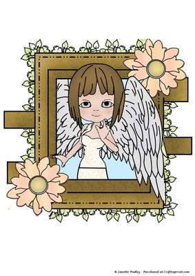 Angel in Floral Frame Coloured