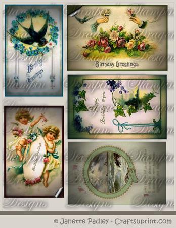 Vintage Birthday Journal Cards - 6 x 4