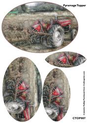 Tractor Ploughing Oval Card Topper