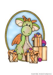 Penny Dragon with Presents Coloured
