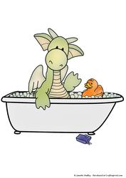 Ruperts Bathtime Coloured