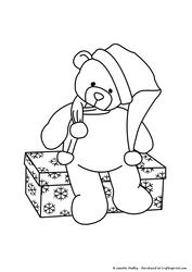Christmas Teddy on Box Stamp