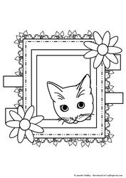 Cat in Floral Frame Stamp