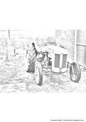 Tractor in Yard Stamp