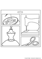 Framed Sewing Theme Digi Stamp
